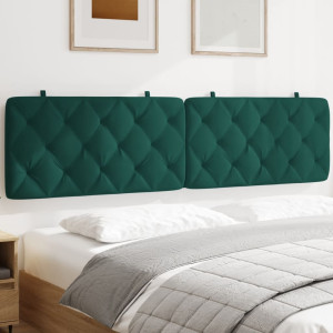 Cabecero de cama acolchado terciopelo verde oscuro 200 cm D