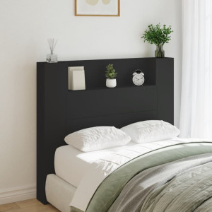 Cabeça de cama com luz LED preta 120x16.5x103.5 cm D
