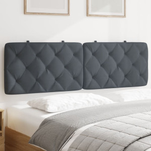 Cabecero de cama acolchado terciopelo gris oscuro 160 cm D