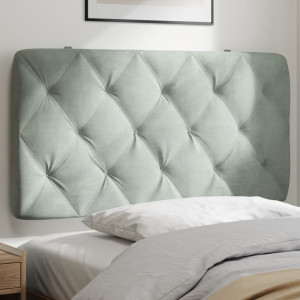 Cabeceira de cama acolchoada em veludo cinza claro 100 cm D
