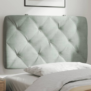 Cabecero de cama acolchado terciopelo gris claro 80 cm D