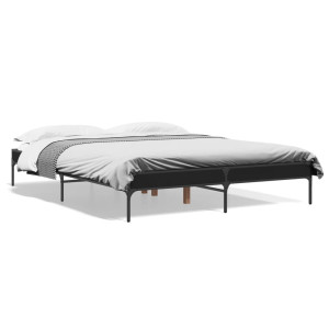 Estructura de cama madera de ingeniería y metal negro 150x200cm D