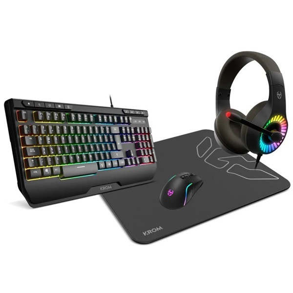 Pack Gaming Krom Kenya Ratón, teclado, alfombrilla, auriculares D