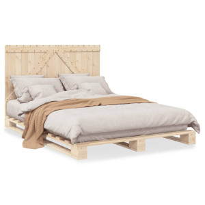 Estructura de cama con cabecero madera maciza pino 160x200 cm D