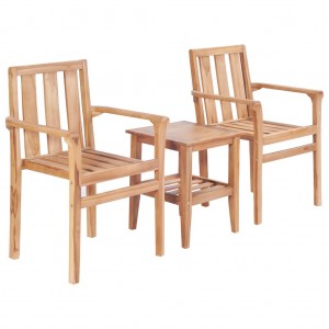 Juego de mesa y sillas de jardín 3 piezas madera de teca maciza D