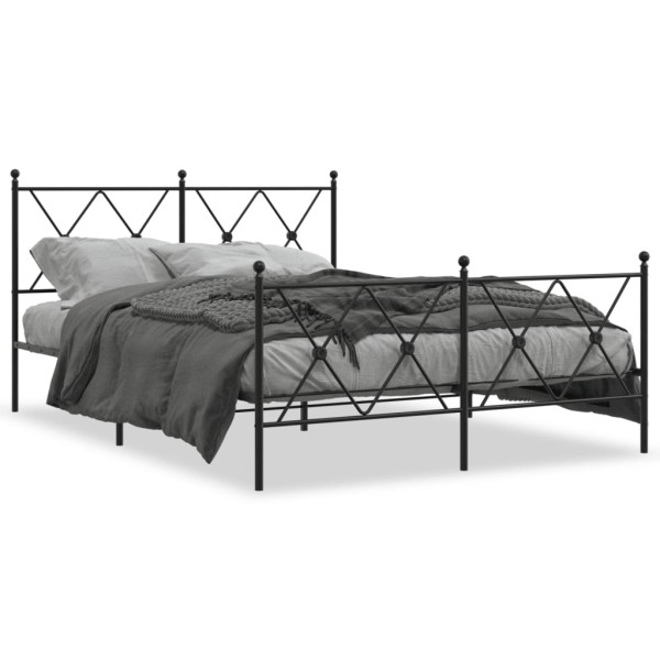 Estructura de cama cabecero y estribo metal negro 140x200 cm D