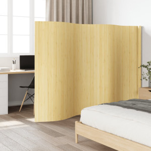 Biombo divisor de bambú color natural claro 165x400 cm D