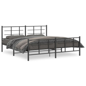 Estructura de cama cabecero y estribo metal negro 183x213 cm D