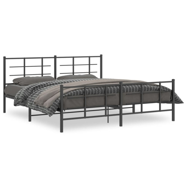 Estrutura da cama cabeçalho e estribo de metal preto 183x213 cm D