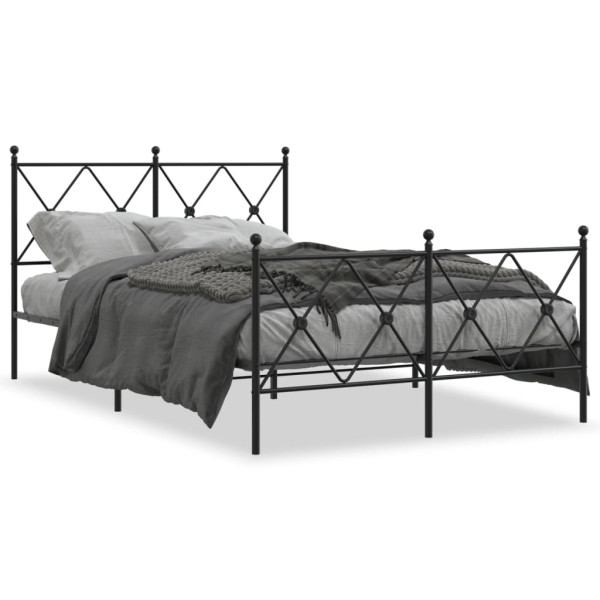 Estructura de cama cabecero y estribo metal negro 120x200 cm D