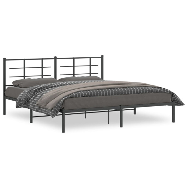 Estrutura de cama com cabeceira de metal preto 183x213 cm D