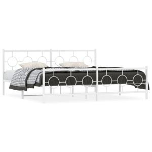 Estructura cama metal con cabecero y estribo blanco 200x200 cm D