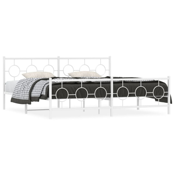 Estructura cama metal con cabecero y estribo blanco 200x200 cm D