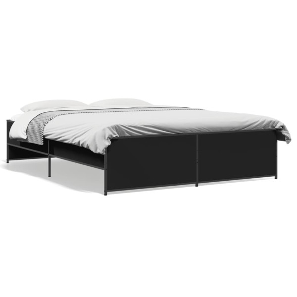 Estrutura de cama em madeira e metal preto 150x200cm D