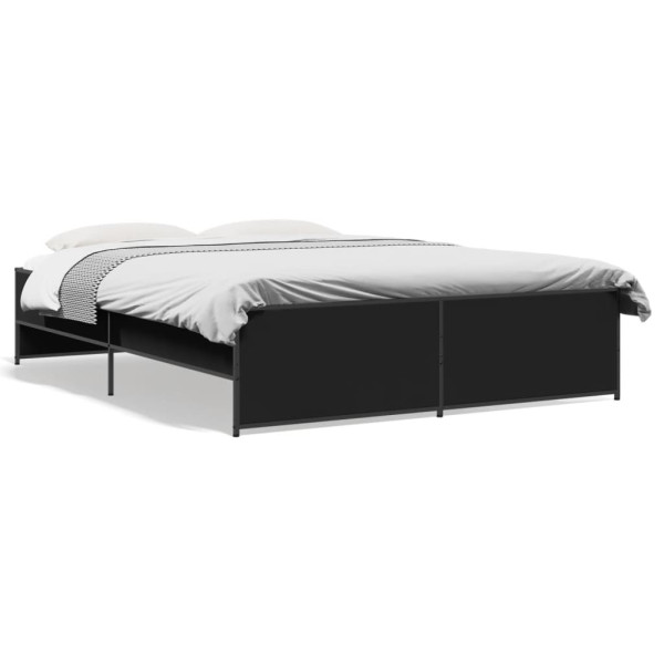 Estrutura de cama em madeira e metal preto 160x200cm D