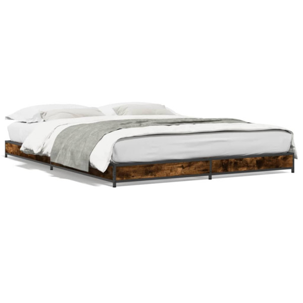 Estrutura cama madeira engenharia metal carvalho fumado 140x190cm D