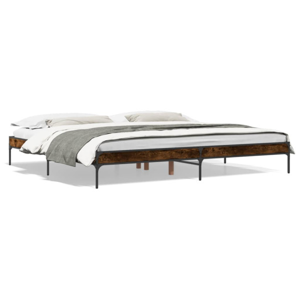 Estrutura cama madeira engenharia metal carvalho fumado 200x200cm D