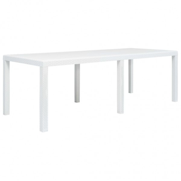 Mesa de jardín plástico aspecto de ratán blanco 220x90x72 cm D