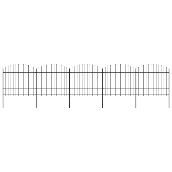 Valla de jardín con puntas de lanza acero negro (1.5-1.75)x8.5m D