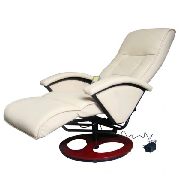 Cadeira de massagem em couro sintético branco creme D