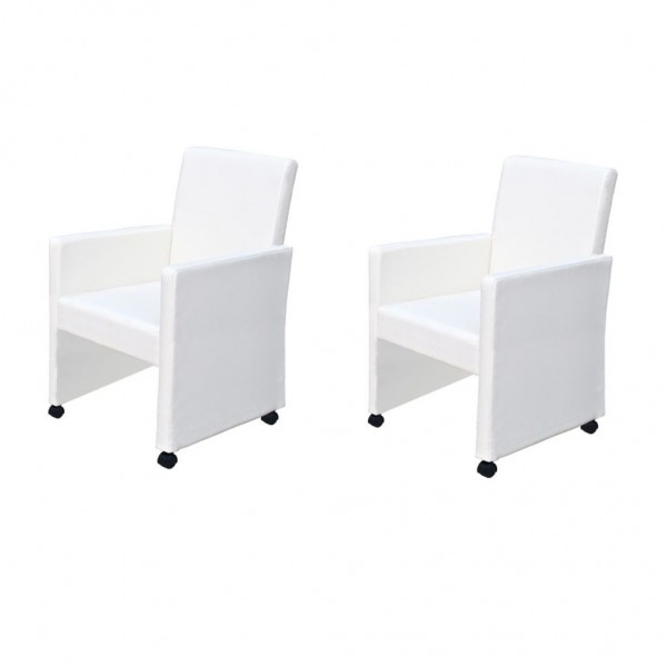 Cadeiras de jantar 2 unidades de couro sintético branco D