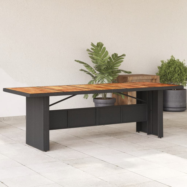 Mesa de jardín superficie madera acacia ratán negro 240x90x75cm D