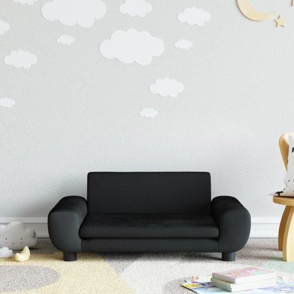 Sofá para niños de terciopelo negro 70x45x33 cm D