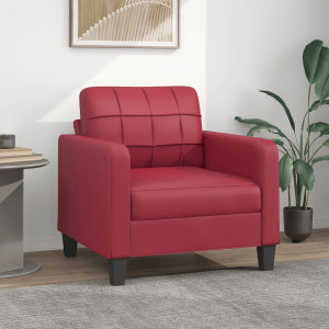 Sillón cuero sintético rojo tinto 60 cm D