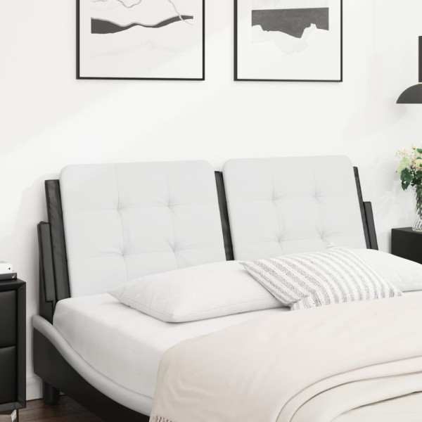 Cabecero de cama acolchado cuero sintético blanco negro 140 cm D