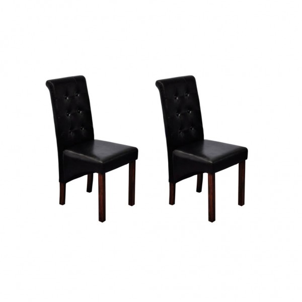 Cadeiras de jantar 2 unidades de couro sintético preto D