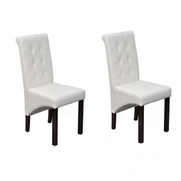 Cadeiras de jantar 2 unidades de couro sintético branco D