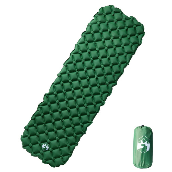 Colchón inflable de camping verde 190x58x6 cm D