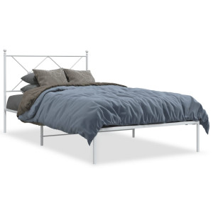 Estructura de cama de metal con cabecero blanco 100x190 cm D