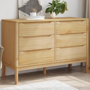 Cómoda cajonera FLORO madera maciza de pino marrón cera D