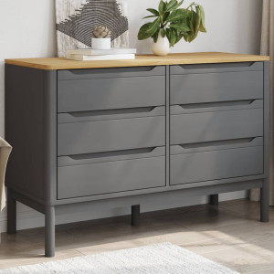 Cómoda cajonera FLORO madera maciza de pino gris D