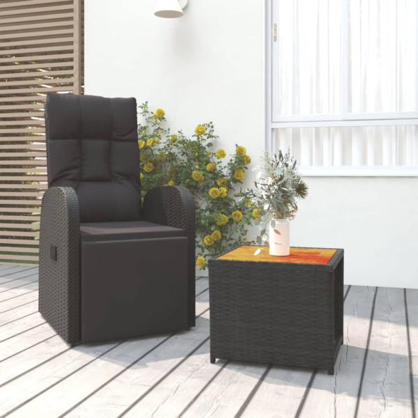 Juego muebles jardín 2 pzas madera acacia ratán sintético negro D