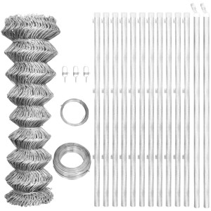 Parede de arame e postes de aço galvanizado prateado 25x1.25 m D