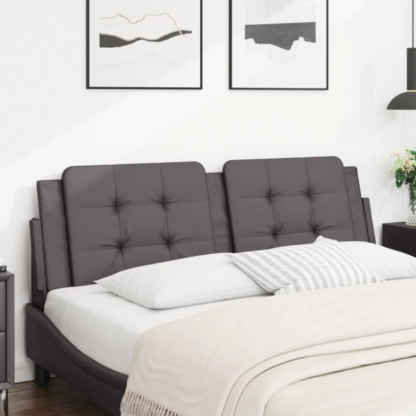 Cabeça de cama acolchoado cinza couro sintético 160 cm D