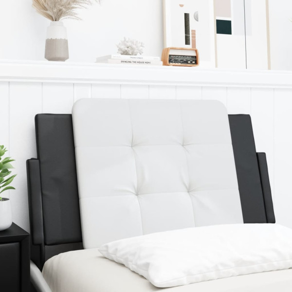 Cabeça de cama acolchoado branco e preto couro sintético 90 cm D