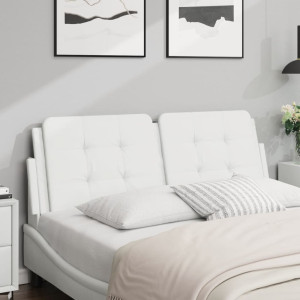 Cabecero de cama acolchado cuero sintético blanco 140 cm D