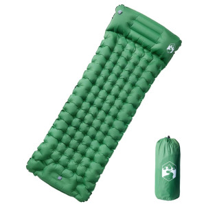 Colchón de camping autoinflable con almohada integrada verde D