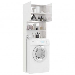 Armário para máquina de lavar roupa branco brilhante 64x25.5x190 cm D