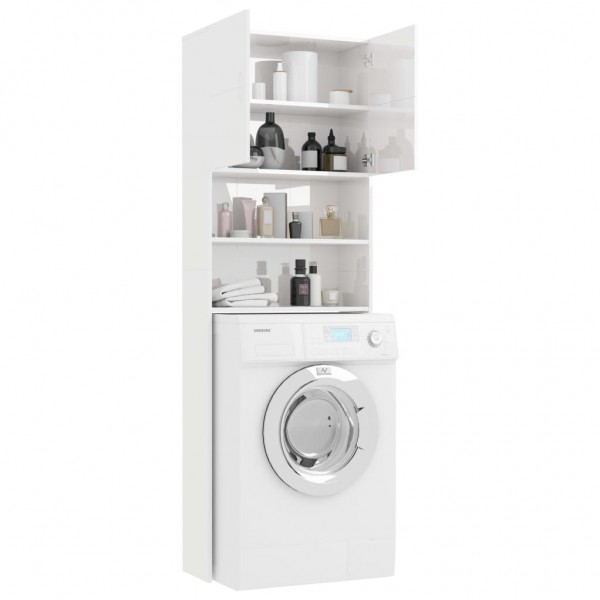 Armário para máquina de lavar roupa branco brilhante 64x25.5x190 cm D