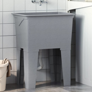 Fregadero de lavadero de resina gris 59x41x75 cm D