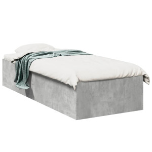 Estructura de cama madera de ingeniería gris hormigón 75x190 cm D