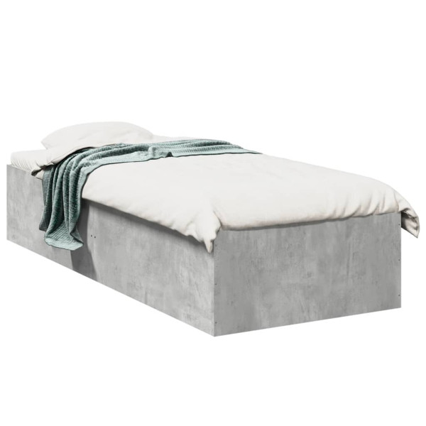 Estrutura de cama em madeira de engenharia cinza concreto 75x190 cm D