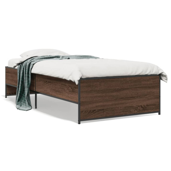 Estrutura de cama madeira engenharia metal carvalho marrom 75x190 cm D