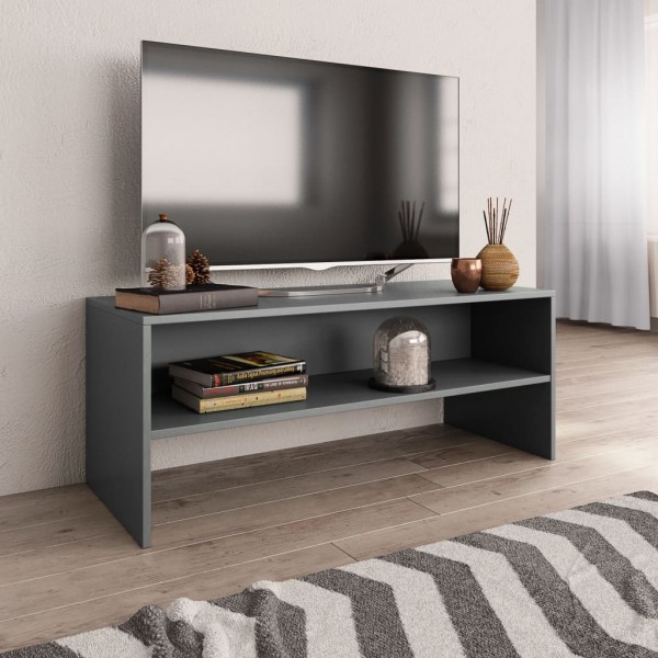 Mueble para TV madera contrachapada gris 100x40x40 cm D