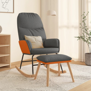 Silla mecedora con reposapiés tela gris claro D