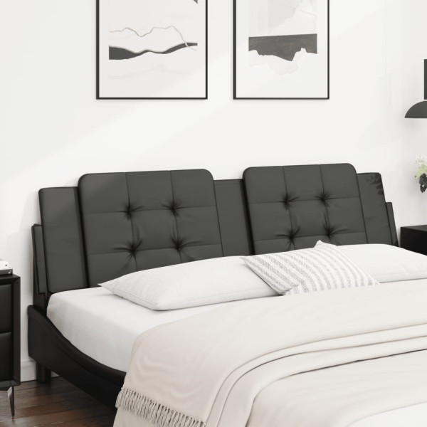 Cabeça de cama acolchoado couro sintético preto 180 cm D